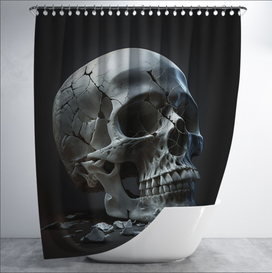 Штора в ванну для душа "Великий білий череп
