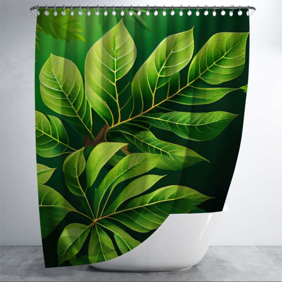 Штора в ванну для душа "Зелене листя" 150х200 см.