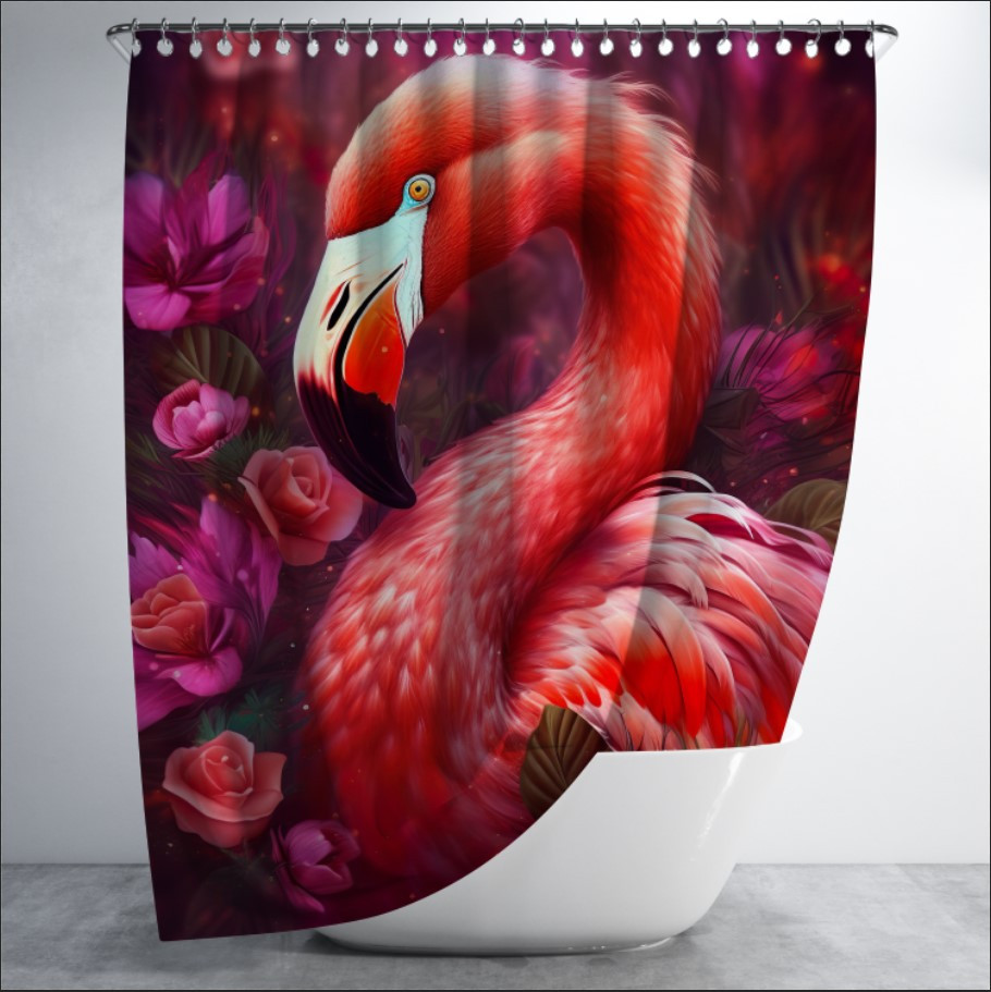 Штора в ванну для душа "Казковий фламінго