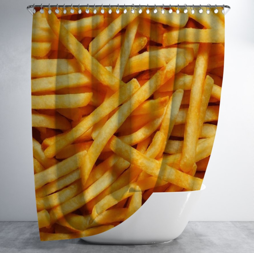 Штора для ванної з принтом "Смажена картопля фрі" 150х200 см.