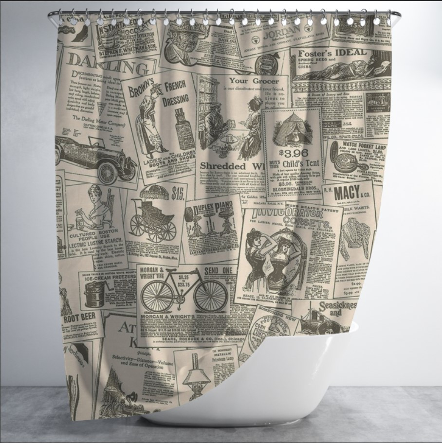 Штора для ванної з принтом "Текстура газети