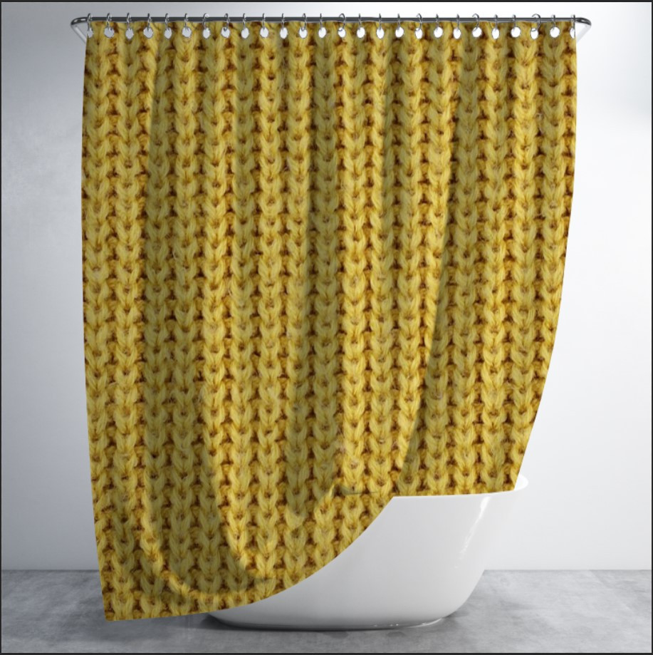 Штора для ванної з принтом "Текстура жовтого в'язаного светра