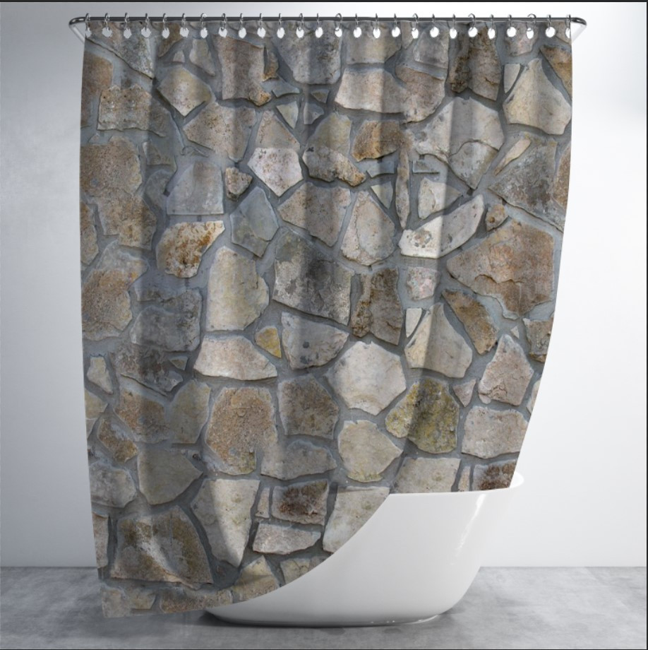 Штора для ванної з принтом "Текстура кам'яної стіни" 150х200 см.