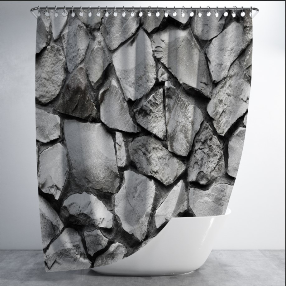 Штора для ванної з принтом "Текстура кам'яної стіни 1" 150х200 см.