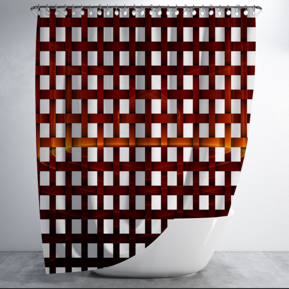 Штора для ванної з принтом "Текстура коричневої решітки" 150х200 см.