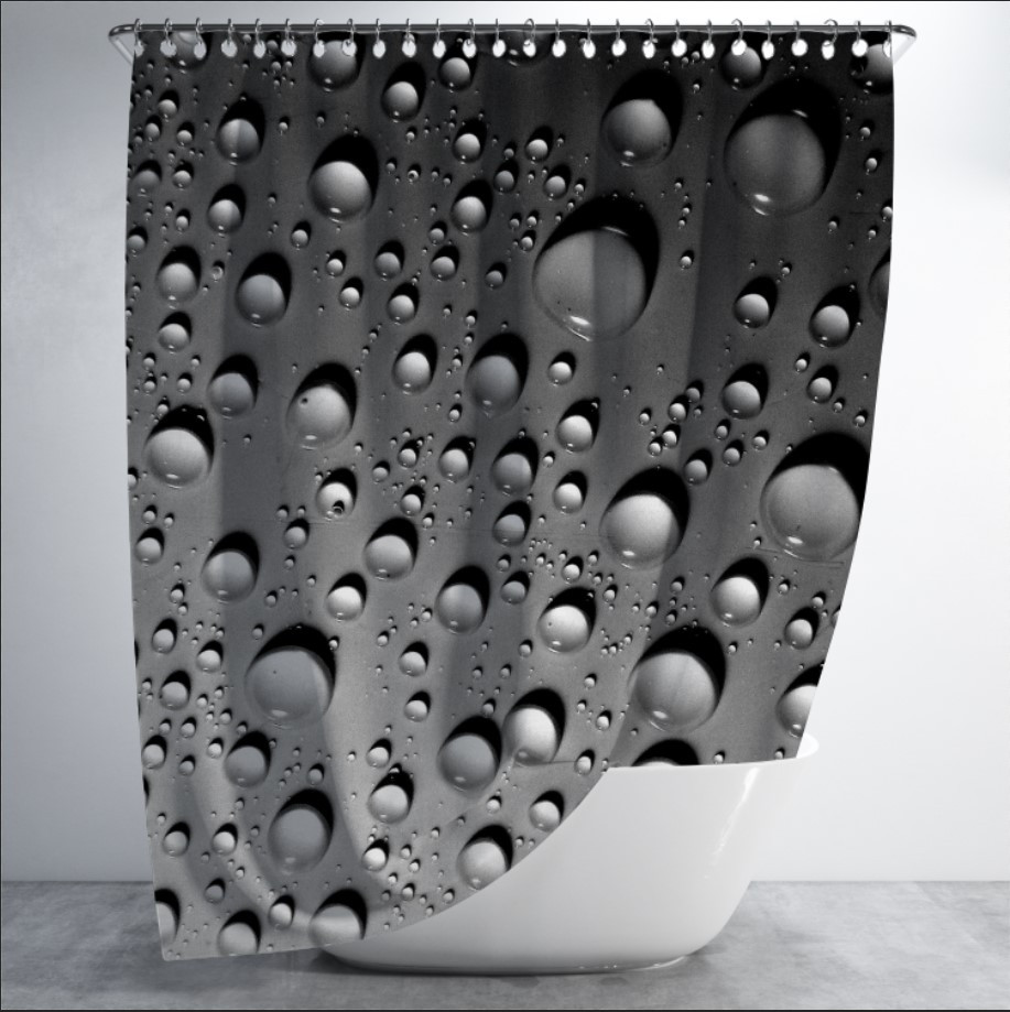 Штора для ванної з принтом "Текстура крапель дощу на металі" 150х200 см.