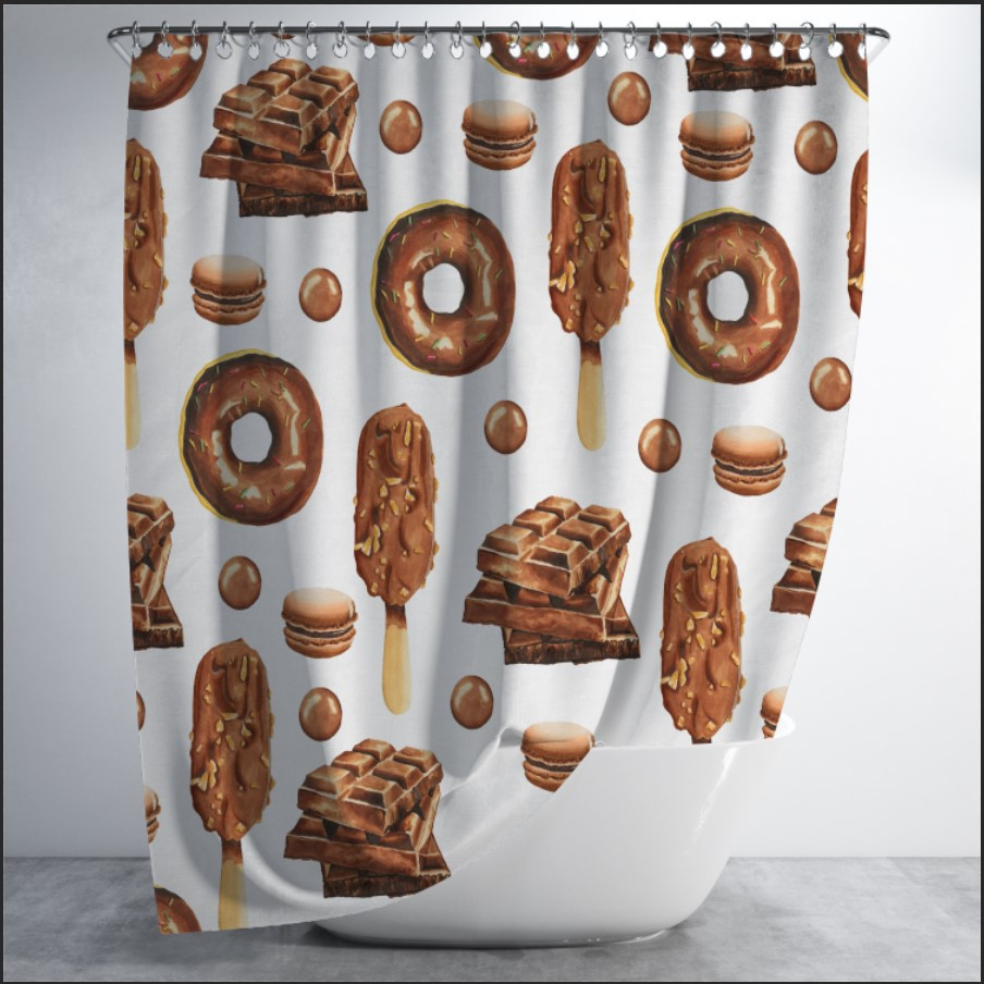 Штора для ванної з принтом "Шоколадні вироби