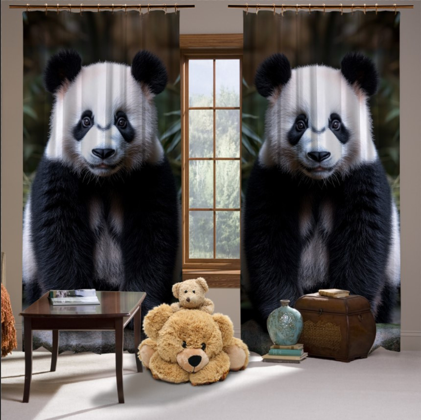 Штори з принтом Панда у лісі: бамбук тропіки 1