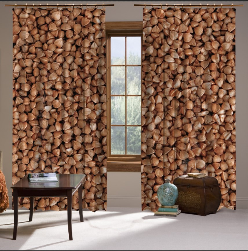 Штори з принтом Гречка: продукт їжа