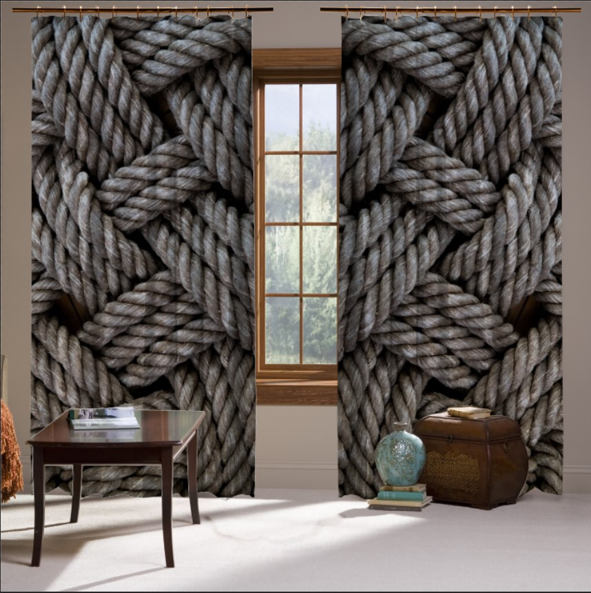 Штори з принтом Мотузка нитки переплетення макро текстури коричневий