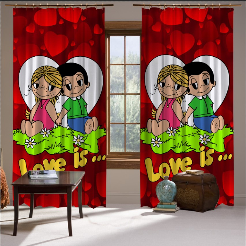 Штори з принтом Сердечки мультик Love Is