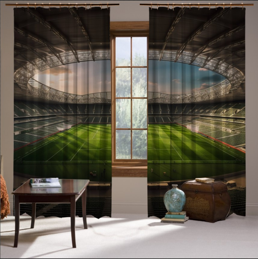 Штори з принтом Фанат футбол стадіон трибуни газон 1