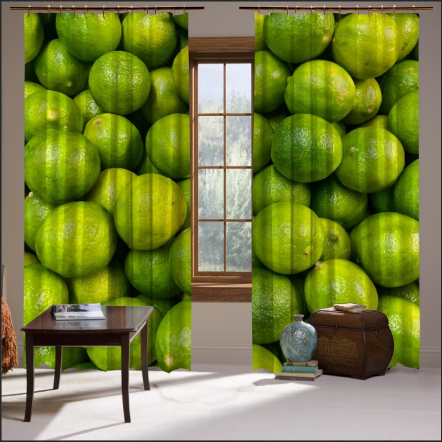 Штори з принтом Фрукти зелені цитрус лайм