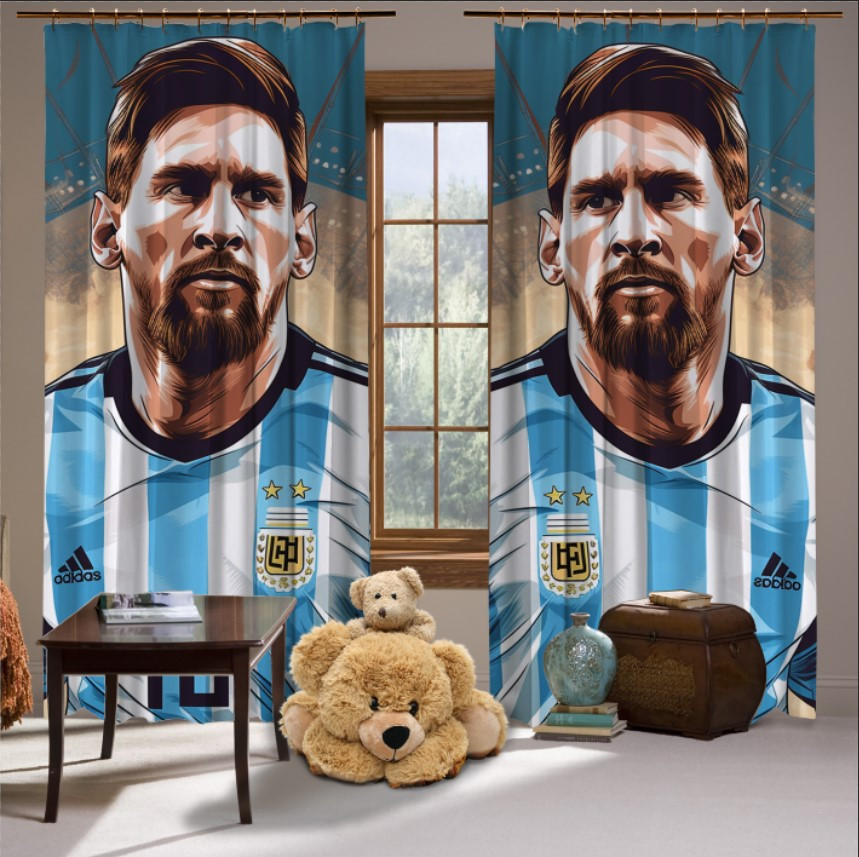 Штори з принтом Футбол фанат футболіст гравець зірка Ліонель Мессі арт