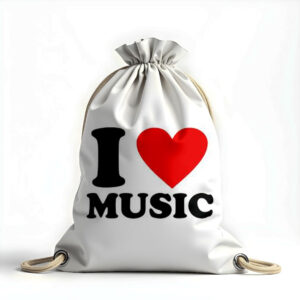 Рюкзак - мішок з 3D принтом я люблю музику серце