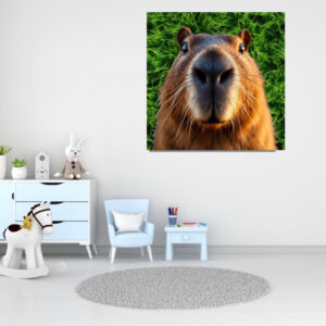Картина панно постер тапестрі гобелен капібара кумедна на фоні трави
