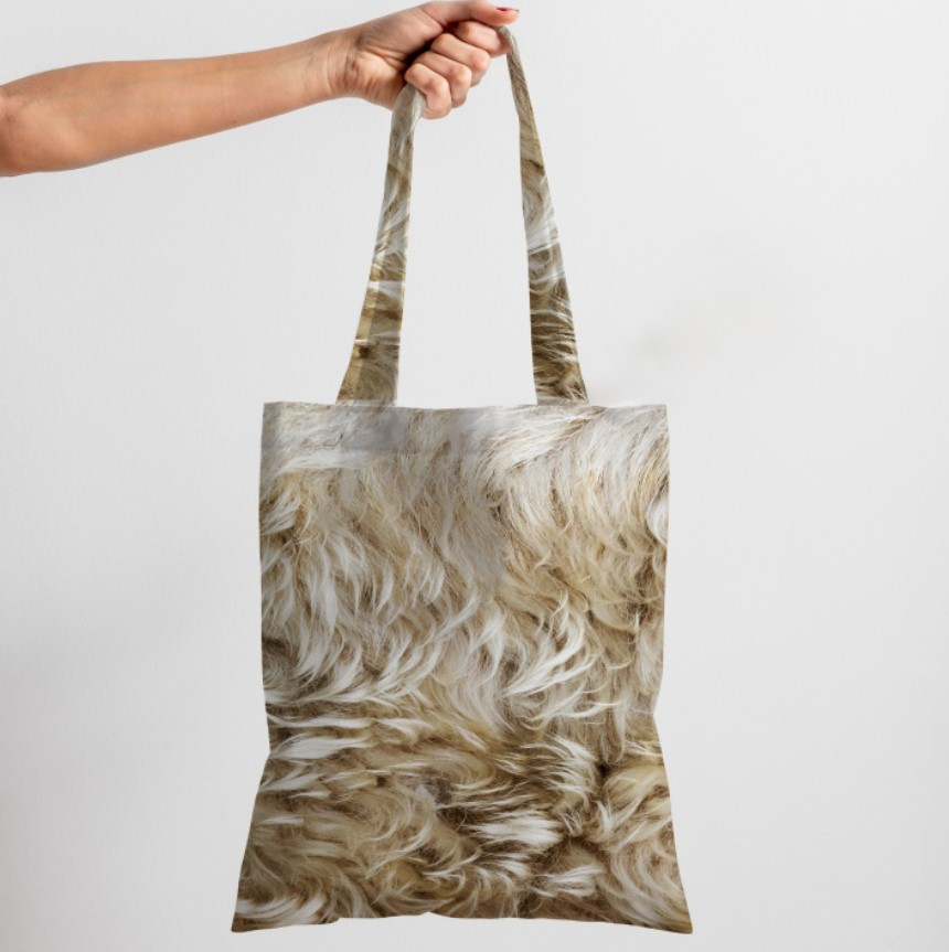 Сумка шопер еко "Біле хутро шерсть тварини"