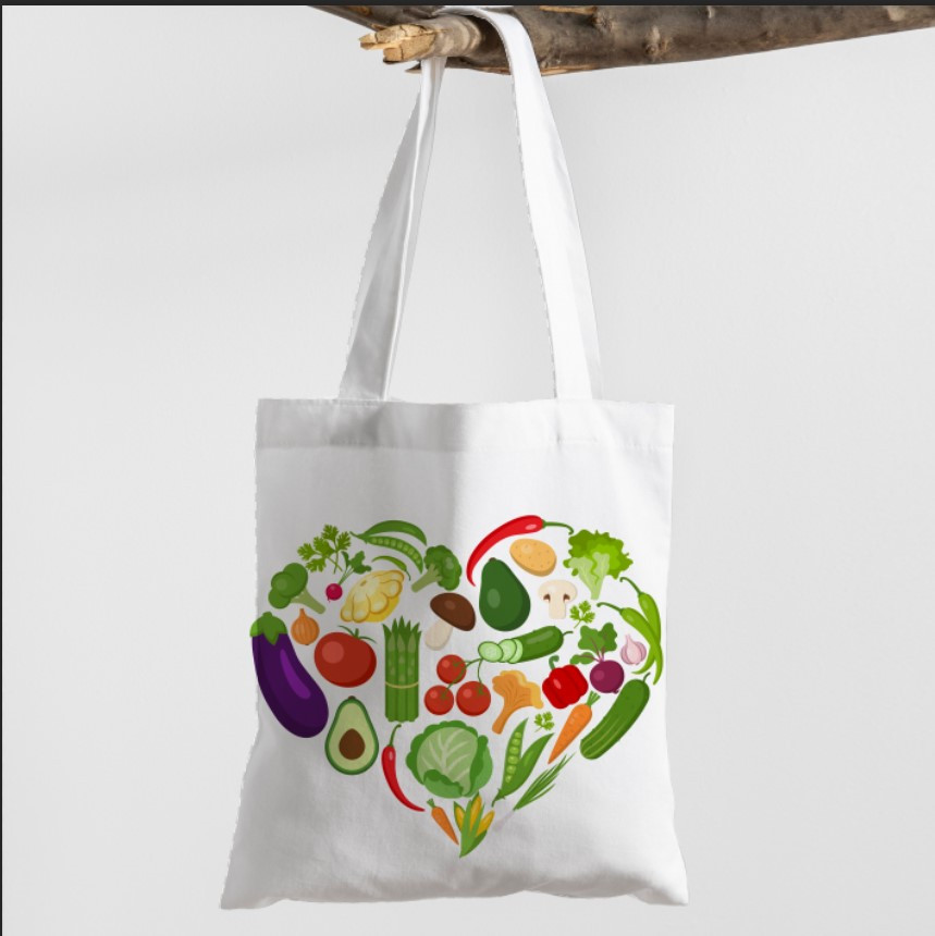 Сумка шопер еко "Веган овочі фрукти"