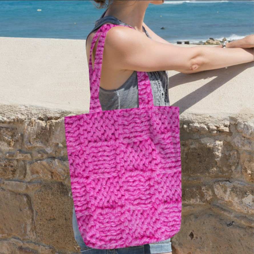 Сумка шопер еко "В'язаний светр рожевий нитки"