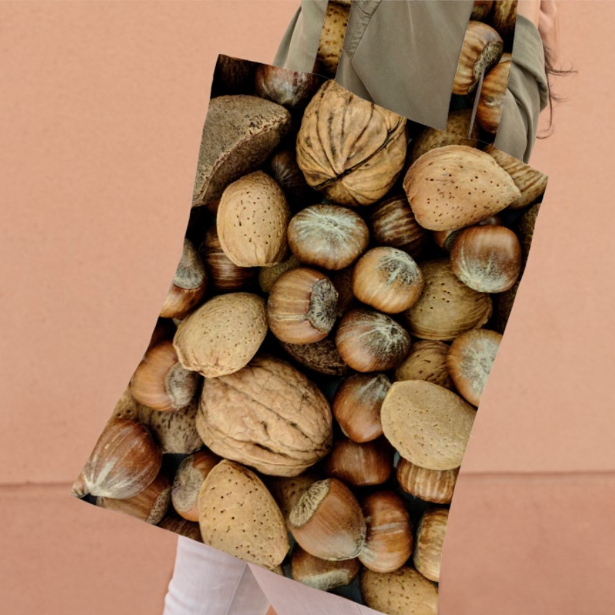 Сумка шопер еко "Горіхи шкаралупа макро шпалери"