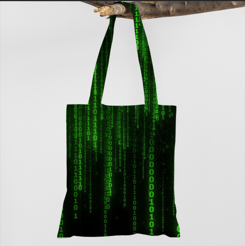 Сумка шопер еко "Двійковий код код цифри зелений світіння"