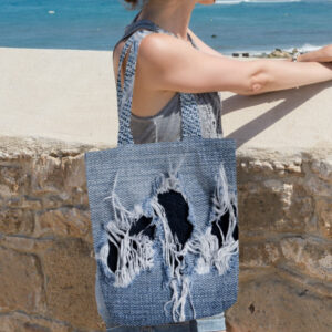 Сумка шопер еко "Джинс текстура рваної тканини потертої 1"