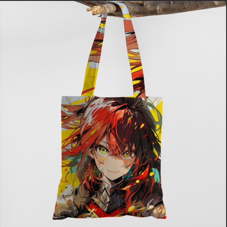 Сумка шопер еко "Дівчина воїн обладунки фарба аніме яскраві"