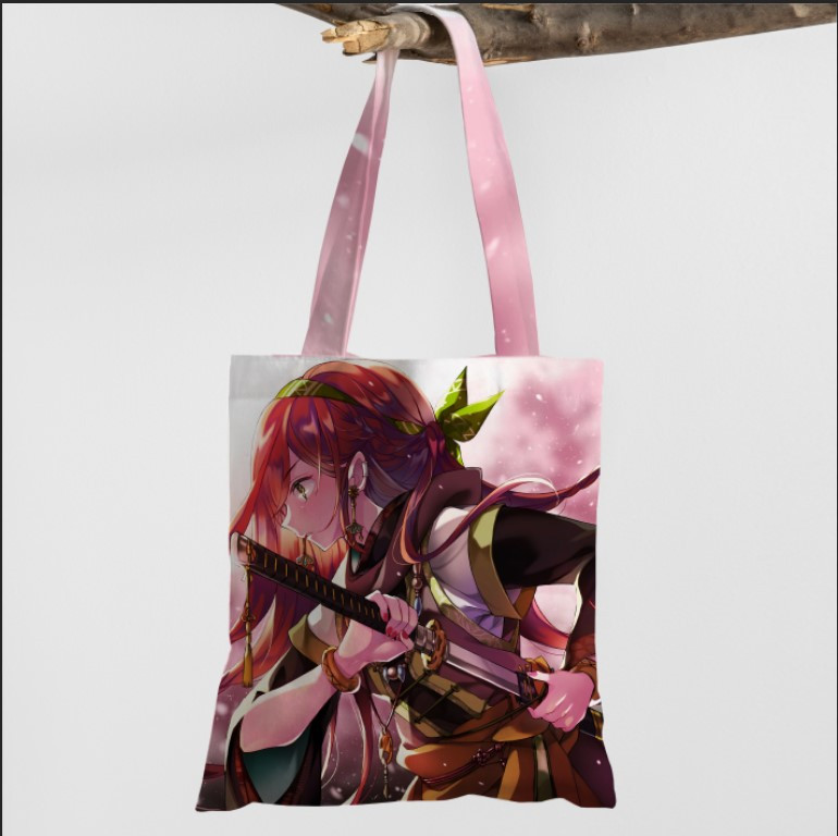 Сумка шопер еко "Дівчина воїн обладунки фарба аніме яскраві 1"