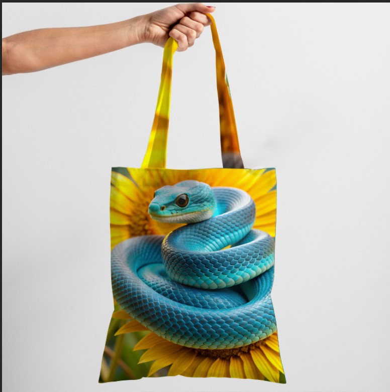 Сумка шопер еко "Змія блакитна соняшник"