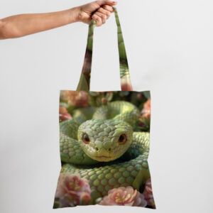 Сумка шопер еко "Змія казкова зелене квіти"