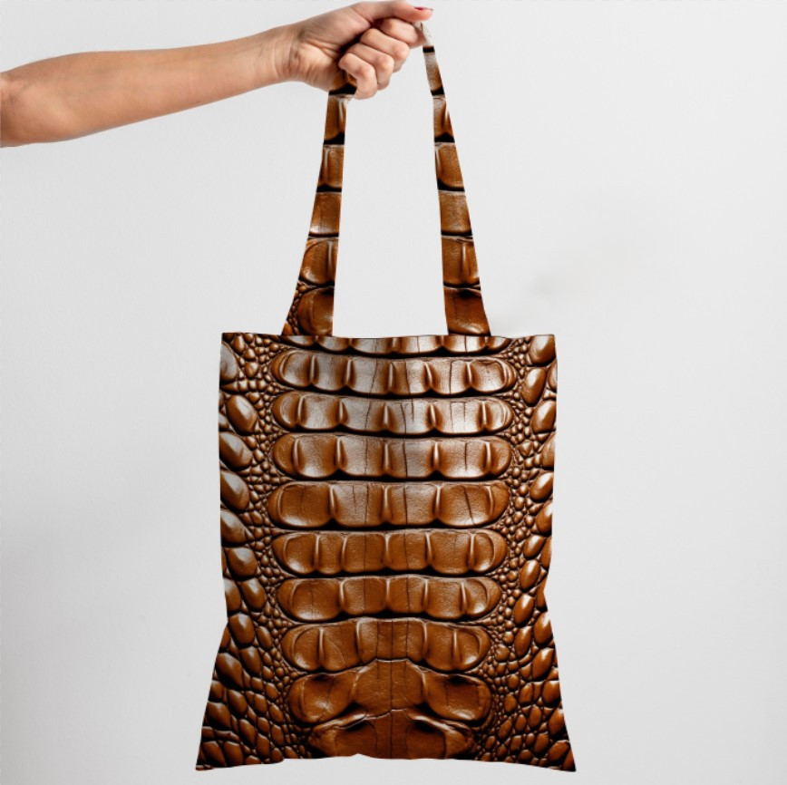 Сумка шопер еко "Змія луска шкіра рептилії крокодила коричнева"
