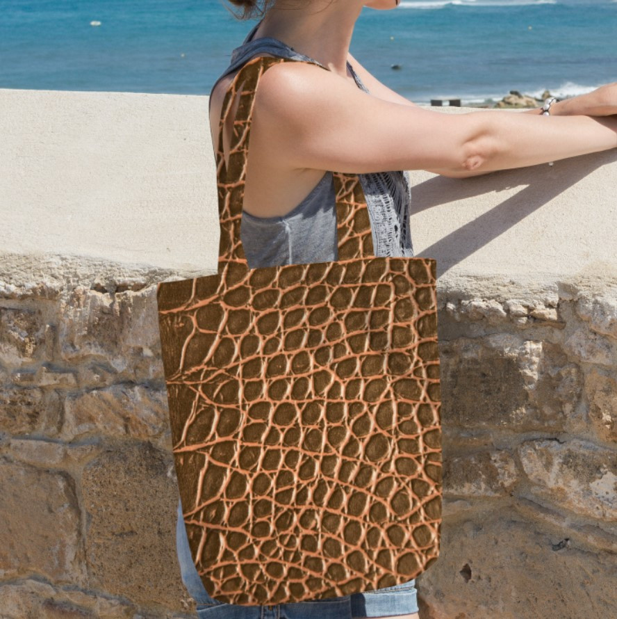 Сумка шопер еко "Змія луска шкіра рептилії крокодила коричнева 1"