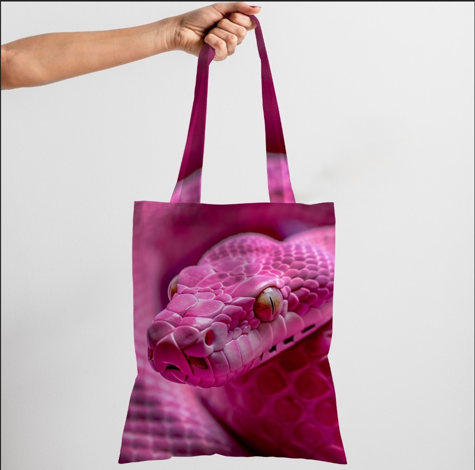 Сумка шопер еко "Змія рожевого кольору"