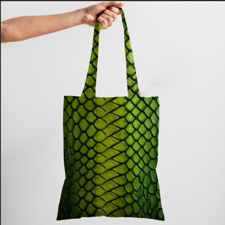 Сумка шопер еко "Змія шкіра рептилія зелена"