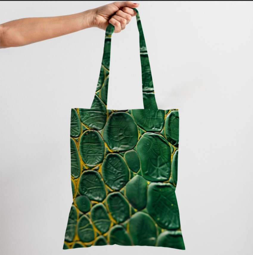 Сумка шопер еко "Змія шкіра рептилія зелена 1"