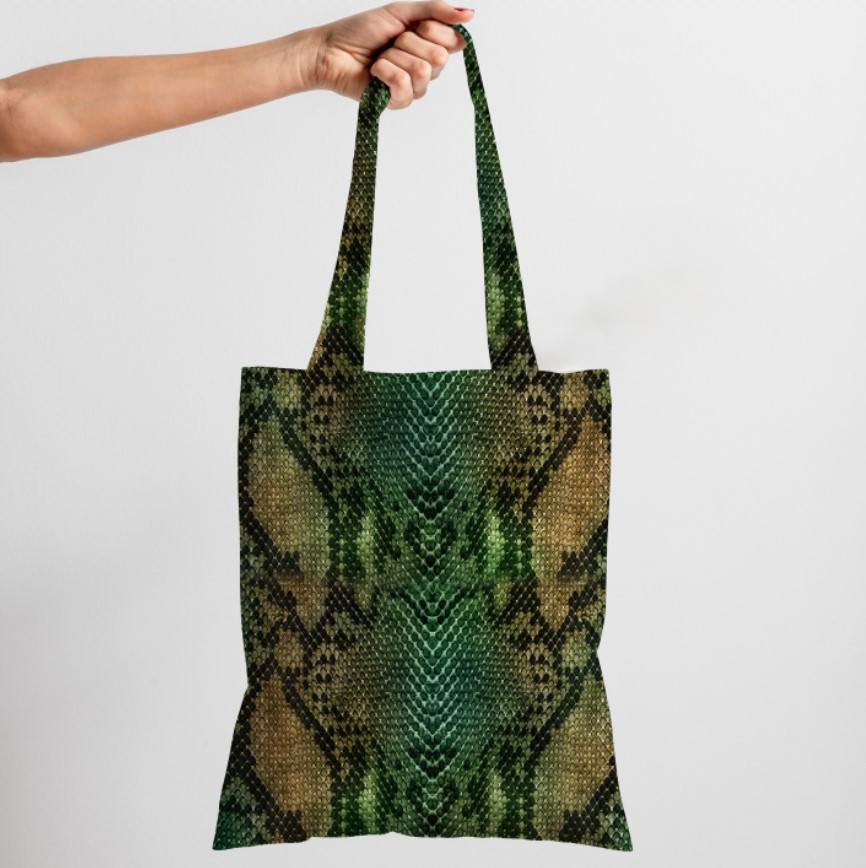 Сумка шопер еко "Змія шкіра рептилія зелена 2"