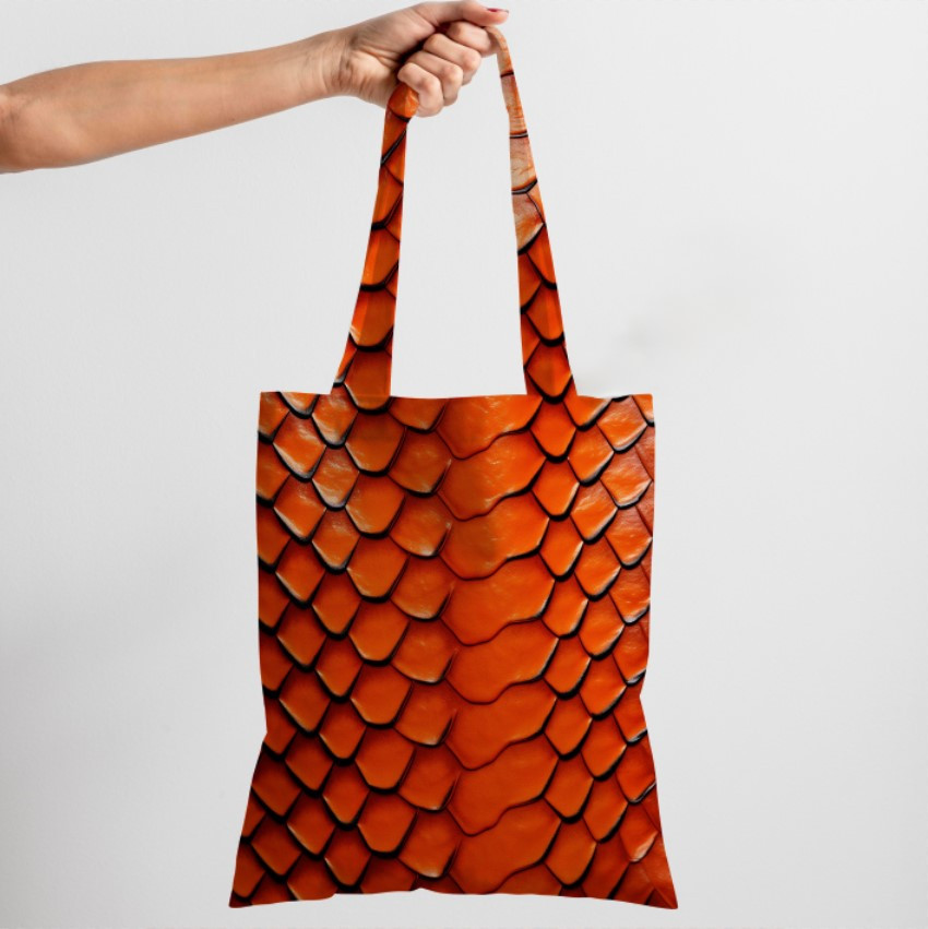Сумка шопер еко "Змія шкіра рептилія помаранчева"