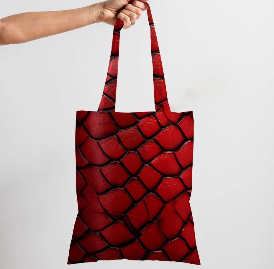 Сумка шопер еко "Змія шкіра рептилія червона"