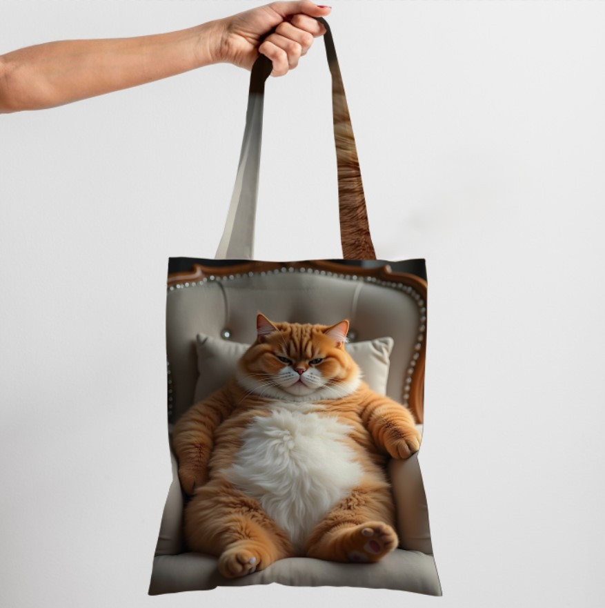 Сумка шопер еко "Кіт рудий пухнатий пузатий 1"