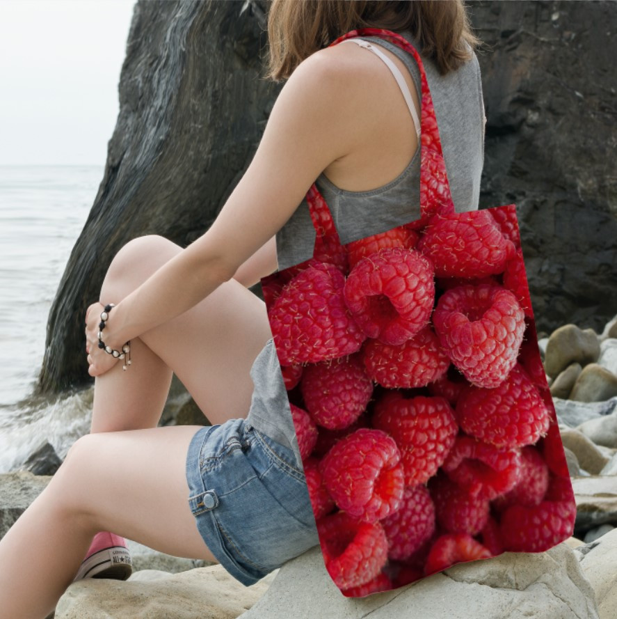 Сумка шопер еко "Малина макро ягода"