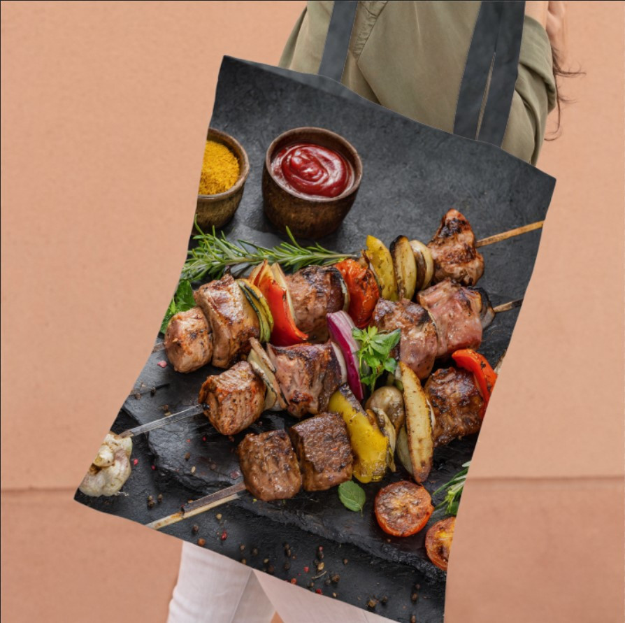 Сумка шопер еко "Пікнік їжа смажене м'ясо шашлик"