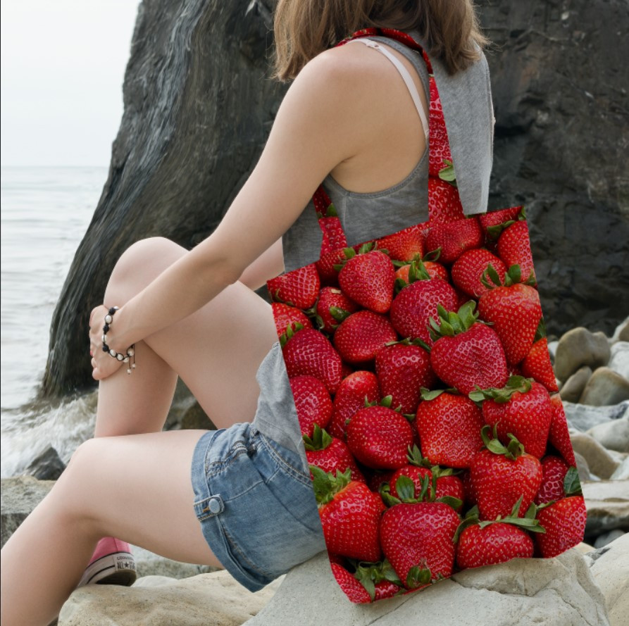 Сумка шопер еко "Полуниця макро ягода"