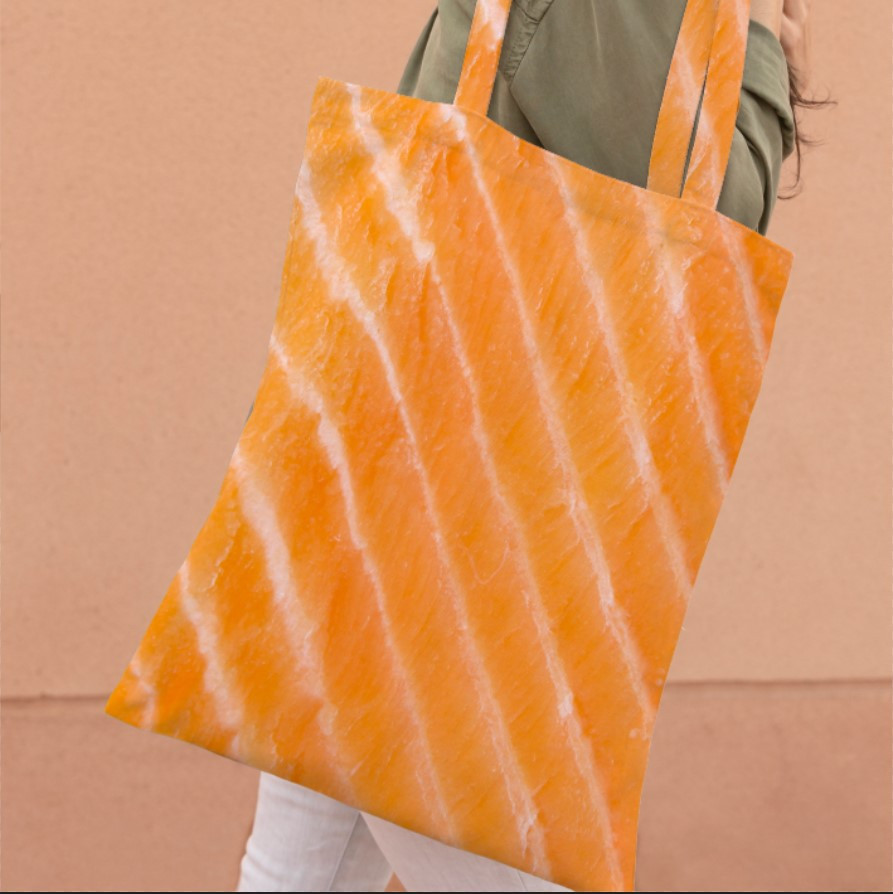 Сумка шопер еко "Помаранчева текстура філе риби лосося"