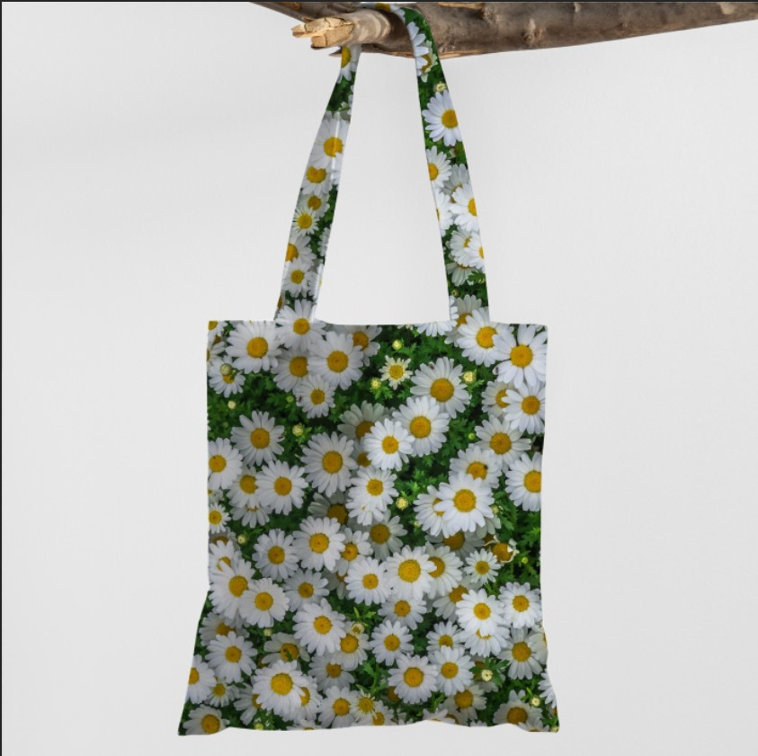 Сумка шопер еко "Ромашки білі цветіння квіти польові клумба"