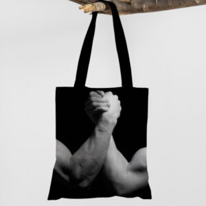 Сумка шопер еко "Руки чоловіки боротьба біцепси чорно біле армрестлінг"
