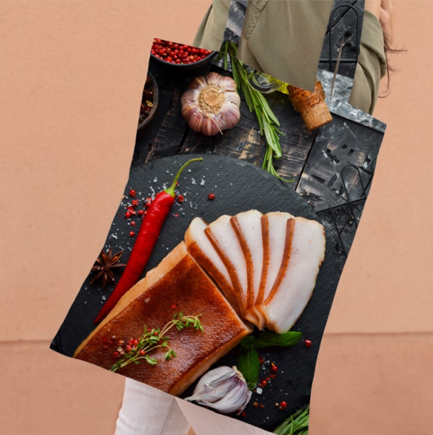 Сумка шопер еко "Сало шматочки чеснок 1"