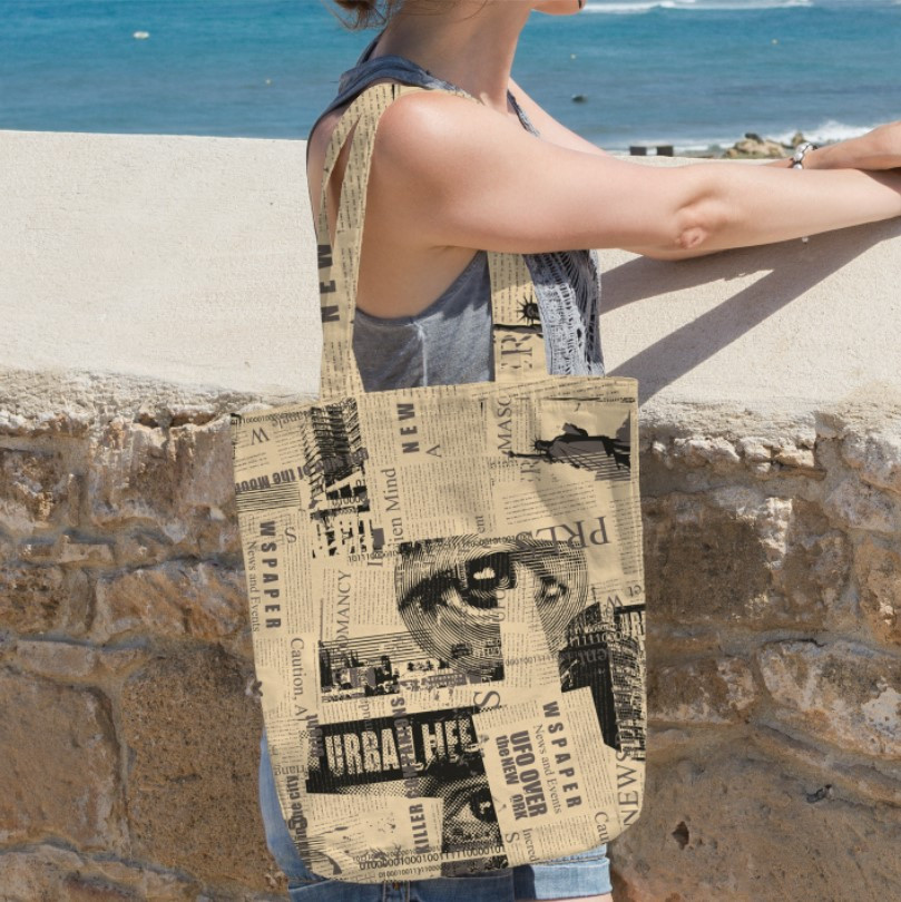 Сумка шопер еко "Текстура газети папіру ретро"