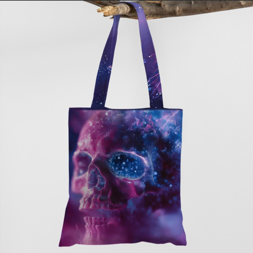 Сумка шопер еко "Череп арт фіолетове розмиття фарб"