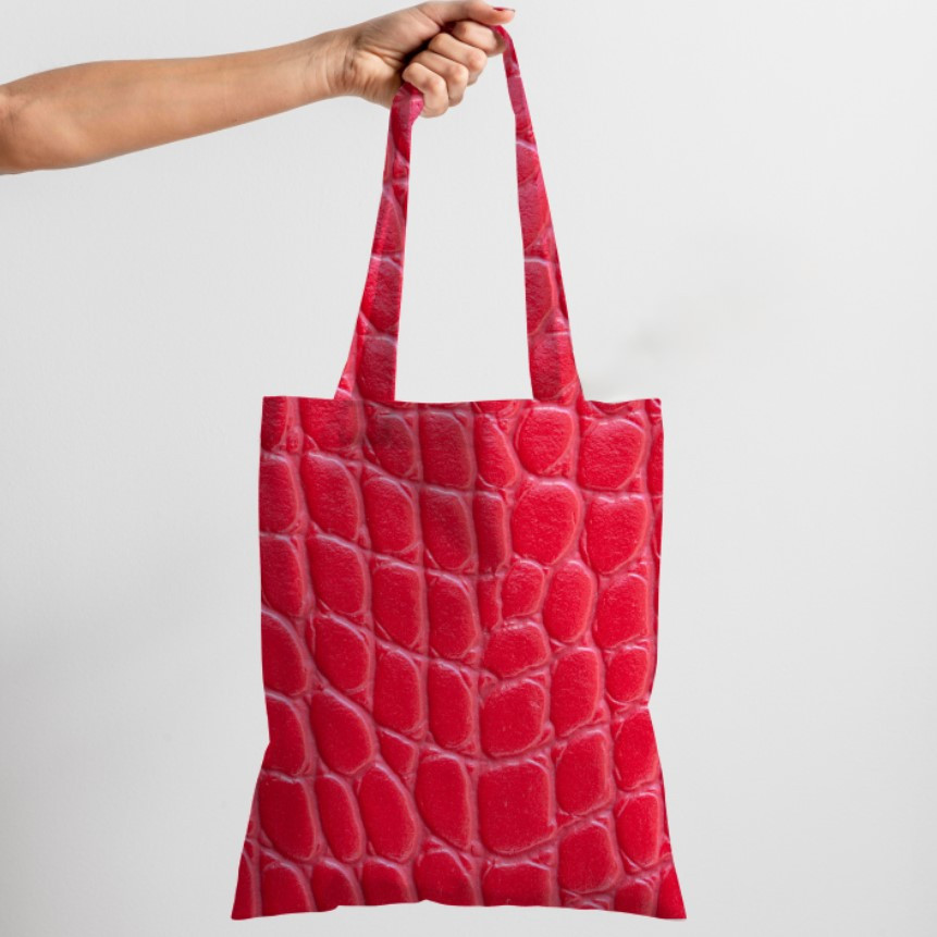 Сумка шопер еко "Шкіра змії рептилії тварини червоного кольору"