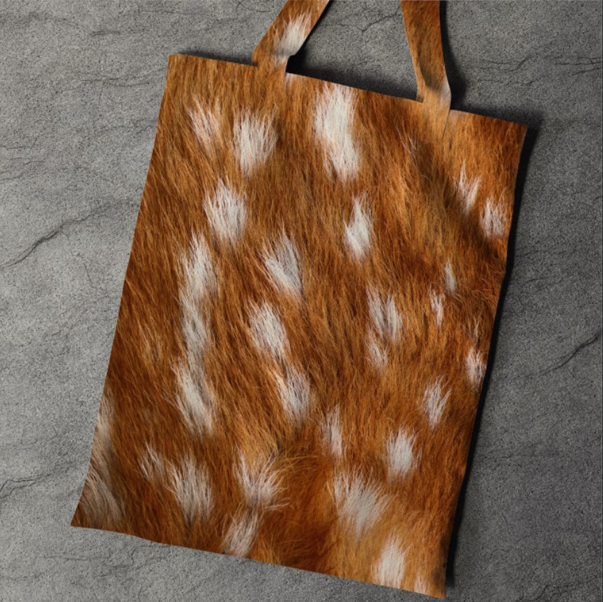 Сумка шопер еко "Шкіра хутро тварини коричнева з білими плямами"